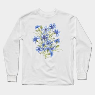 Wildflowers_ Cornflowers_bouquet Long Sleeve T-Shirt